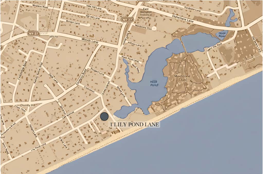 Map showing location 1 block from ocean